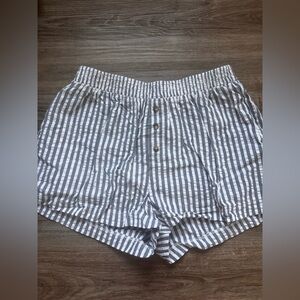Blue/Gray and White Seersucker Women's Shorts